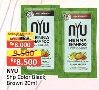 Promo Harga NYU Henna Shampoo Hair Colour Black, Brown 20 ml - Alfamart