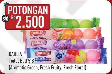 Promo Harga DAHLIA Toilet Color Ball Aromatic Green, Fresh Fruity, Fresh Floral 5 pcs - Hypermart