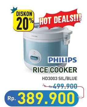 Promo Harga Philips HD3003/30 Rice Cooker 1.8L  - Hypermart