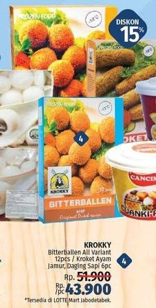 Promo Harga KROKKY Bitterballen 12pcs / Ayam Jamur / Daging Sapi 6pcs  - LotteMart