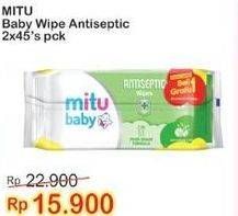 Promo Harga MITU Baby Wipes Antiseptic per 2 pouch 45 sheet - Indomaret