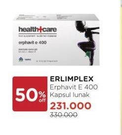 Promo Harga HEALTHY CARE Erlimplex Erphavit E 400 Kapsul Lunak 30 pcs - Watsons
