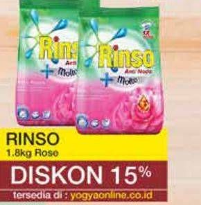 Promo Harga RINSO Anti Noda Deterjen Bubuk + Molto Pink Rose Fresh 1800 gr - Yogya