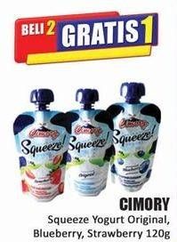 Promo Harga Cimory Squeeze Yogurt Original, Blueberry, Strawberry 120 gr - Hari Hari