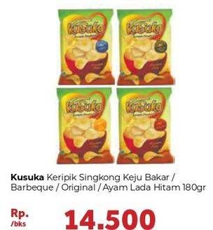 Promo Harga KUSUKA Keripik Singkong Keju Bakar, Original, Ayam Lada Hitam, Barbeque 180 gr - Carrefour