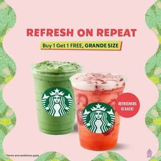 Promo Starbucks Buy 1 Get 1 Free, Grande Size
