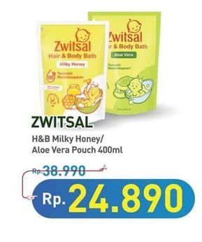 Promo Harga Zwitsal Natural Baby Bath 2 In 1 Aloe Vera, Milk Honey 450 ml - Hypermart