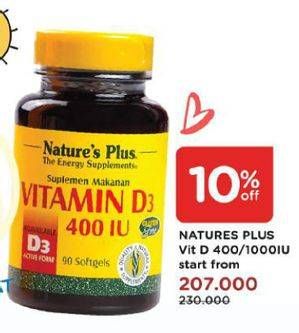 Promo Harga NATURES PLUS Vitamin D3 400 IU  - Watsons