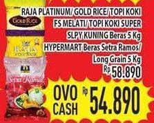 Promo Harga Raja Platinum/  Gold Rice/ Topi Koki/ FS Melati/ Topi Koki Super Slpy Kuning/ Hypermart Beras  - Hypermart