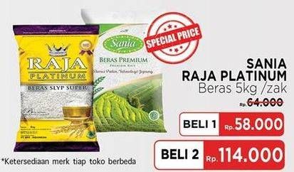 Promo Harga Sania Beras Premium 5 kg - LotteMart