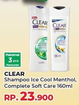 Promo Harga Clear Shampoo Ice Cool Menthol, Complete Soft Care 160 ml - Yogya