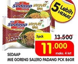 Promo Harga SEDAAP Mie Goreng Salero Padang per 5 pcs 86 gr - Superindo