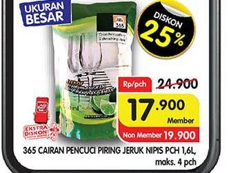 Promo Harga 365 Pencuci Piring Jeruk Nipis 1600 ml - Superindo