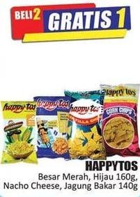 Promo Harga HAPPY TOS Tortilla Chips Merah, Hijau, Nacho Cheese, Jagung Bakar/Roasted Corn 140 gr - Hari Hari