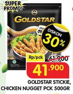 Promo Harga Goldstar Chicken Nugget Stickie Cheese 500 gr - Superindo