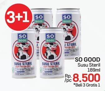 Promo Harga So Good Susu Steril 189 ml - LotteMart
