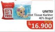 Promo Harga UNITEI Wet Tissue 40 pcs - Alfamidi
