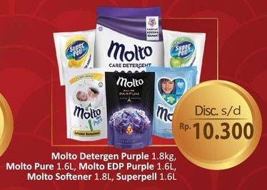 Promo Harga MOLTO Detergent Bubuk/Softener Ultra Pure/Eau De Parfum/Softener/SUPER PELL Pembersih Lantai  - Hypermart