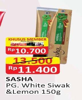 Promo Harga SASHA Toothpaste Whitening Siwak Lemon 150 gr - Alfamart