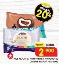 Promo Harga Aice Mochi Vanilla, Chocolate, Klepon, Durian 30 gr - Superindo