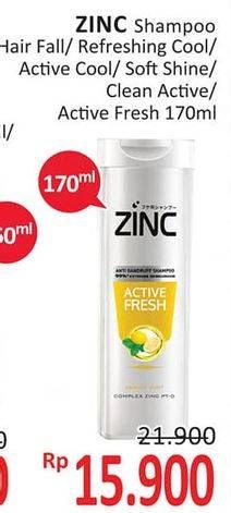 Promo Harga ZINC Shampoo Hair Fall, Refreshing Cool, Men Active Cool, Soft Shine, Clean Active, Active Fresh 170 ml - Alfamidi