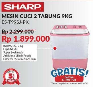 Promo Harga SHARP ES-T99SJ-BL/PK | Washing Machine Twin Tube Hijab Series 7.5kg  - Courts