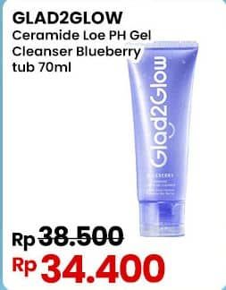 Promo Harga Glad2glow Ceramide Low Ph Gel Cleanser Blueberry 70 ml - Indomaret