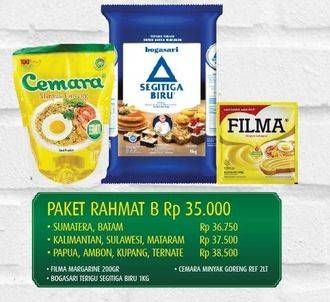 Promo Harga Cemara Minyak Goreng/Bogasari Tepung Terigu Segitiga Biru/Filma Margarine  - Hypermart