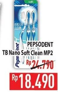 Promo Harga Pepsodent Sikat Gigi Nano Soft Soft Clean 3 pcs - Hypermart