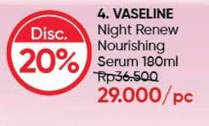 Promo Harga VASELINE Night Renew Nourishing Serum 180 ml - Guardian