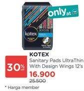 Promo Harga Kotex Ultrathin Wing 12 pcs - Watsons