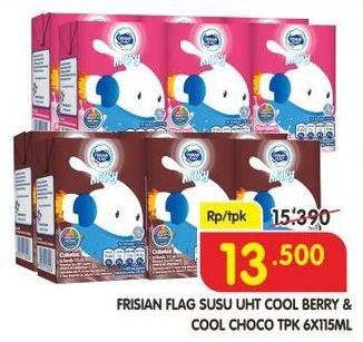 Promo Harga FRISIAN FLAG Susu UHT Milky Strawberry, Chocolate per 6 pcs 115 ml - Superindo