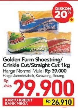 Promo Harga GOLDEN FARM French Fries Shoestring, Crinkle, Straight 1000 gr - Carrefour