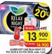 Promo Harga Laurier Relax Night 35cm, 30cm 12 pcs - Superindo