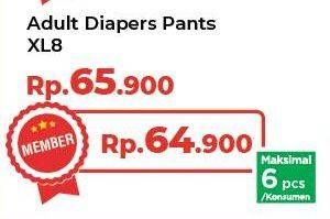 Promo Harga OTO Adult Diapers Pants XL8 8 pcs - Yogya