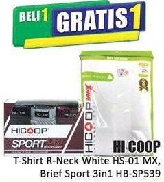 Promo Harga HICOOP T-Shirt R-Neck White HS-01 MX, Brief Sport 3in1 HB-SP539  - Hari Hari