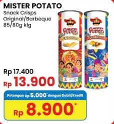 Promo Harga Mister Potato Snack Crisps Original, BBQ 80 gr - Indomaret