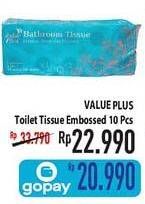 Promo Harga VALUE PLUS Toilet Tissue Embossed 10 roll - Hypermart