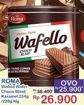 Promo Harga ROMA Wafello Butter Caramel, Choco Blast 228 gr - Indomaret