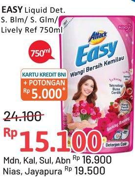 Promo Harga ATTACK Easy Detergent Liquid Sparkling Blooming, Sweet Glamour, Lively Energetic 750 ml - Alfamidi