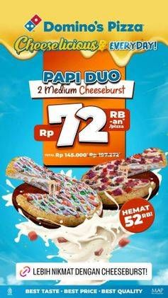 Promo Harga 2 Medium Cheeseburst  - Domino Pizza