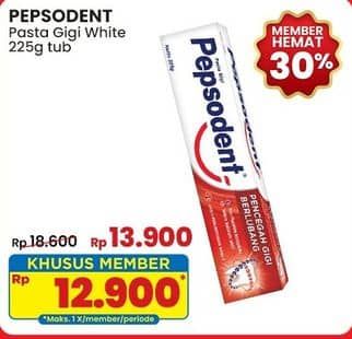 Promo Harga Pepsodent Pasta Gigi Pencegah Gigi Berlubang White 225 gr - Indomaret