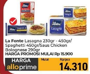 Promo Harga La Fonte Lasagna/Spaghetti/Saus Chicken Bolognese  - Carrefour