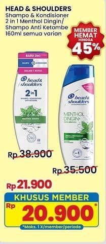 Promo Harga Head & Shoulders Shampoo All Variants 160 ml - Indomaret