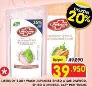 Promo Harga Lifebuoy Body Wash Sandalwood, Japanese Shiso Mineral Clay 900 ml - Superindo