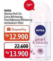 Promo Harga NIVEA Deo Roll On Extra Whitening, Pearl Beauty, Whitening Antibakteri 50 ml - Alfamidi