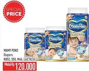 Promo Harga Mamy Poko Perekat Extra Soft L40, M46, NB52, S50, XL34 34 pcs - Hypermart