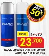 Promo Harga Bellagio Deo Spray Ventura Blue, Rave Culture Red 175 ml - Superindo
