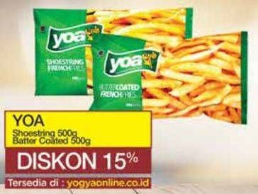 Promo Harga YOA French Fries Shoestring, Butter Coated 500 gr - Yogya