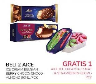 Promo Harga Aice Ice Cream Belgian Berry Choco, Chocolate Almond 90 gr - Indomaret